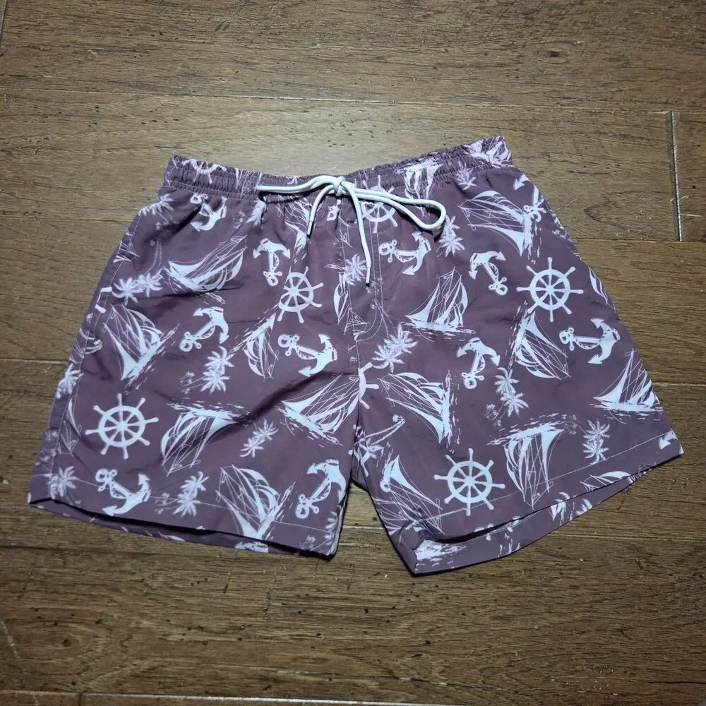 Bear Bottom Shorts Mens Medium Swim Trunks Mesh Lined Beach Surf Zip 5